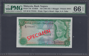 RM 5, 1st Prefix, B/19 779191, Sign: A.A. Taha
